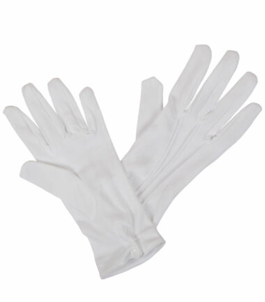 Gents White Gloves Snap Wrist Closure.