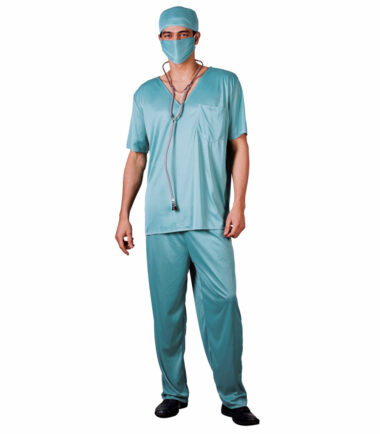 Surgeon Costume, Green, with Tunic, Trousers, Cap & Mask