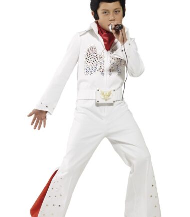 Elvis Costume, White, With Jumpsuit and Scarf