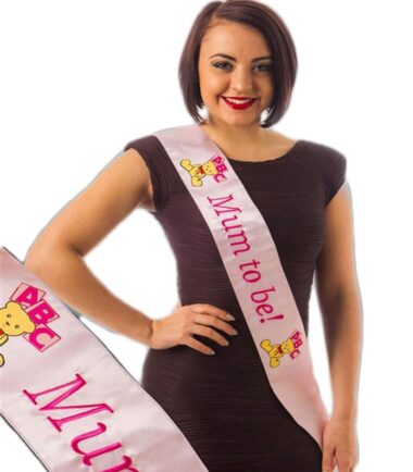 Pink Mum to Be Sash with Embroidered Logo