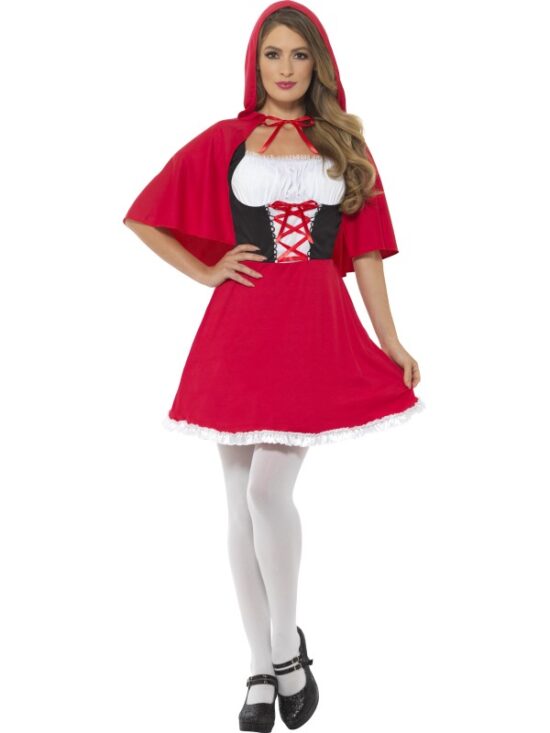 Red Riding Hood Costume, Short Dress Red Riding Hood Costume, Red, with Short Dress & Cape