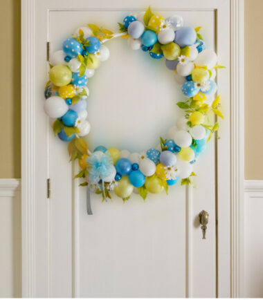 Wreath on the Door Yellow and Blue