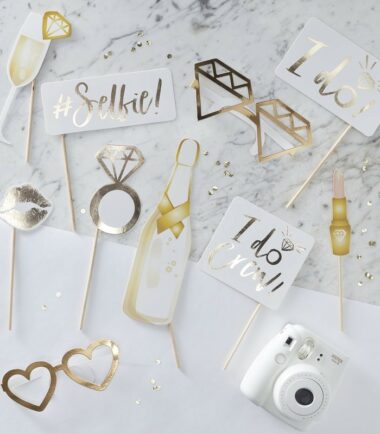 GOLD FOILED PHOTO BOOTH PROPS - I DO CREW