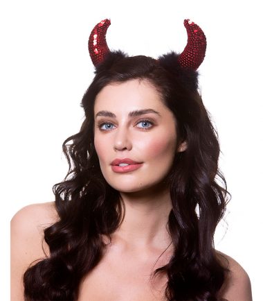 Sequin Devil Horns With Fur