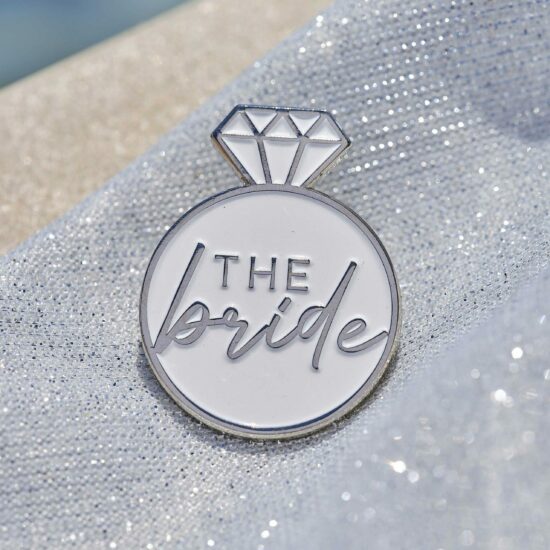 Silver Enamel Bride Badge