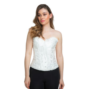 White Satin Embossed Corset