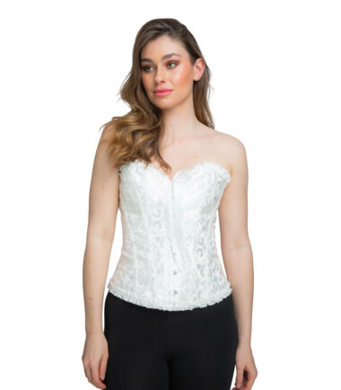 White Satin Embossed Corset