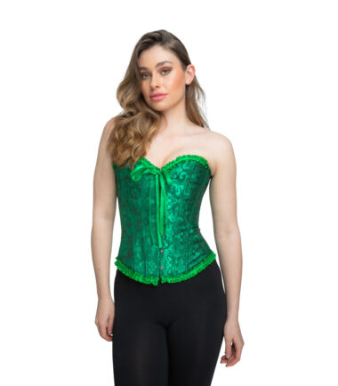 Green Satin Embossed Corset