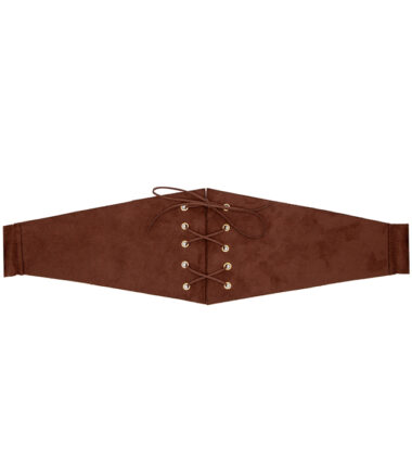 Faux Suede Brown Corset Belt