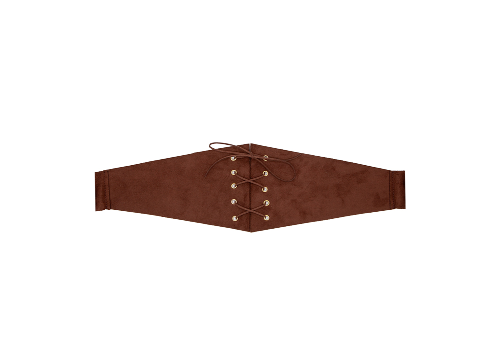 Faux Suede Brown Corset Belt